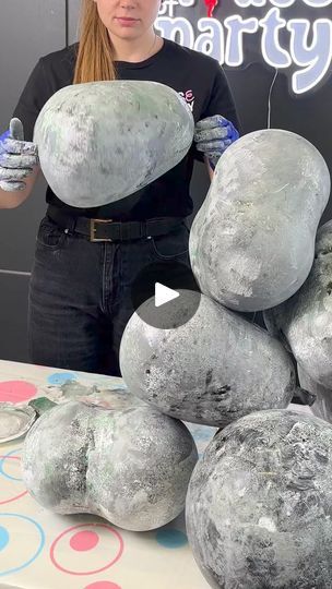 1.6K views · 23 reactions | 🎈 DIY Balloon Stones 🎨 Start by placing 3 small balloons inside a 12-inch gray balloon. Inflate the gray balloon first, then the small ones. Deflate the gray balloon to give it a stone shape, and paint it with white, black, #houseofpartyco #balloonpopping #balloonpop #balloontiktok #balloongarland #garlandpopping | House of party | House of party · Original audio Filled Balloons, Small Balloons, Balloon Pop, Balloon Arches, Diy Balloon, Party House, Balloon Diy, First Then, Balloon Arch