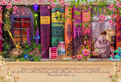 Aimee Stewart Puzzles, Aimee Stewart, Heaven And Earth Designs, A Stitch In Time, Tea And Books, Fairy Gifts, Earth Design, Heaven And Earth, Collage Background