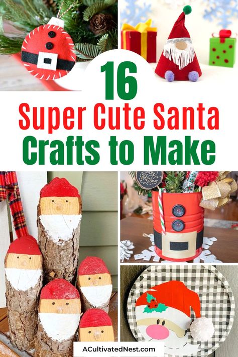 Diy Santa Decor, Santa Christmas Ornaments Diy, Santa Claus Diy Decoration, Decorating Santa Hats Ideas, Santa Christmas Decorations, Santa Claus Ornaments Diy, Santa Ornaments Handmade, Santa Decorations Diy Ideas, Santa Diy Crafts