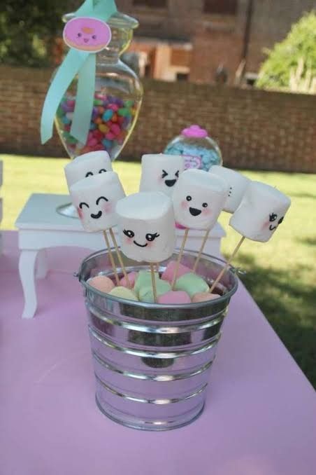 Marshmallow Birthday, Japan Party, Unicorn Party Food, Kawaii Party, Anime Birthday, Shopkins Birthday Party, Japanese Party, Kawaii Birthday, Japanese Birthday