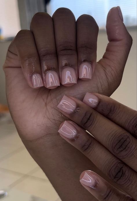 Short Tan Acrylic Nails, Plain Short Square Nails, Short Square Acrylic Nails Classy, Natural Short Square Nails, Shortie Nails Black Women, Nude Square Nails Short, Short Nude Acrylics, Very Very Short Nails, Nut Nails Short