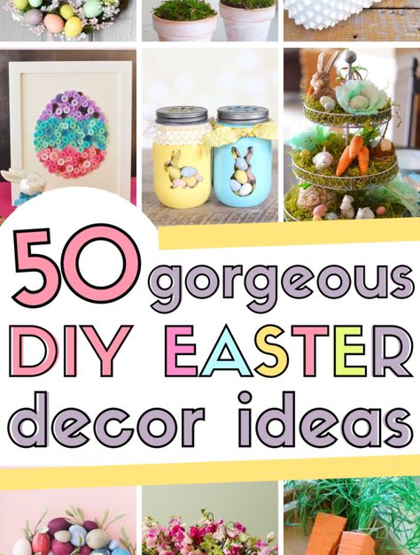 Easy Diy Easter Decor, Simple Easter Decor, Decorate For Easter, Diy Easter Decor, Easter Mason Jars, Easter Decor Ideas, Farmhouse Easter Decor, Easter Basket Diy, Easter Floral