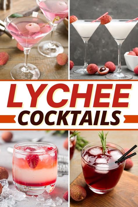 Lychee Drinks Cocktails, Soho Lychee Liqueur Recipes, Lychee Rum Cocktail, Pink Lychee Martini, Lychee Alcohol Drinks, Lychee Syrup Cocktails, Lychee Gin Cocktail, Lychee Cosmopolitan, Sake Drinks Cocktails