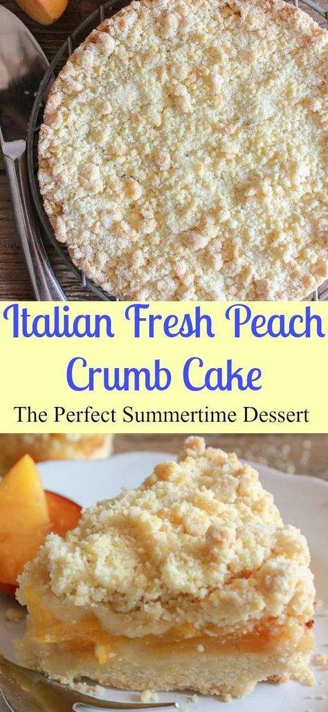 Italian Fresh Peach Crumb Cake, a delicious easy fresh fruit summer dessert recipe, perfect on it's own or with some ice cream. Have a slice/anitalianinmykitchen.com Peach Crumb Cake, Dessert Oreo, Peach Dessert Recipes, Peach Desserts, Fruit Summer, Brownie Desserts, Summer Dessert Recipes, Oreo Dessert, Easy Italian