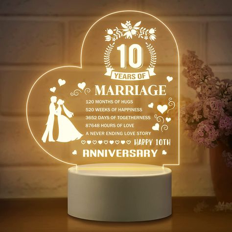 10 Year Anniversary Romantic Gifts for Him Her, 10th Anniversary Valentines Gifts for Wife Husband - 10th Anniversary Night Light with Love Words - Best Couple Gifts for 10th Wedding Anniversary - - Amazon.com Valentine Gift For Dad, Marriage Anniversary Gifts, Birthday Lights, 50th Birthday Gifts For Woman, 10 Year Anniversary Gift, Happy 10th Anniversary, Romantic Gifts For Him, Valentine Gift For Wife, 10th Wedding Anniversary