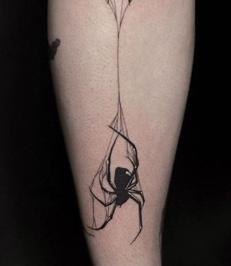 Dangling Spider Tattoo, Black Widow Tattoo Spiders, Hanging Spider Tattoo, Spider Tattoo Shoulder, Spider Hanging From Web Tattoo, Realistic Spider Tattoo, Spider Tattoo Men, Radiohead Tattoo, Around Arm Tattoo