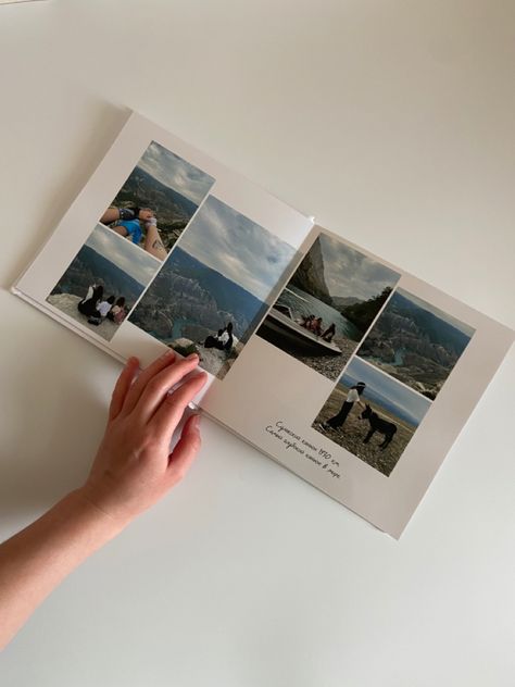 Photobook Inspo Aesthetic, Couple Album Design, Photo Album Inspiration, Photobooks Aesthetic, Travel Photo Album Layout, Photobook Ideas Diy Scrapbook, Photo Album Ideas Aesthetic, Photo Book Design Ideas, Photobook Layout Ideas