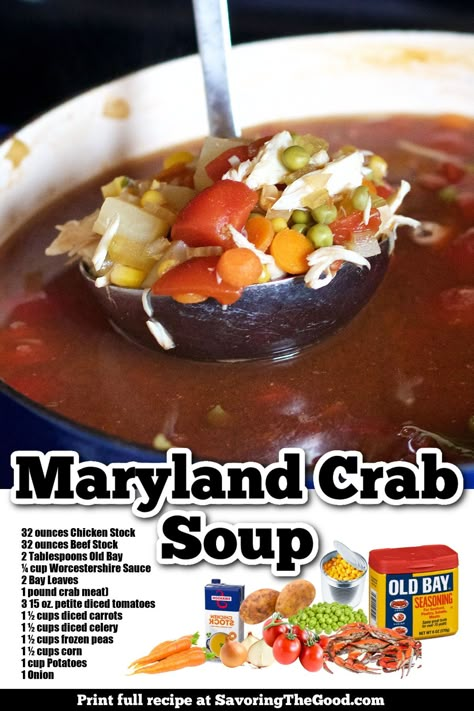 Crab Soup Recipes Maryland, Maryland Food, Crab Soup Recipe, Crab Bisque Recipe, Maryland Crab Soup, Crab Soup Recipes, Seafood Soup Recipes, Crab Bisque, Maryland Crabs