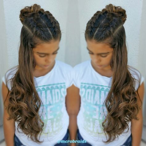 French braid into a fishtail bun and curls Hair With Pencil, Cute Hair Ideas, Fishtail Bun, Hairstyles With Braids, French Braid, Hairstyles For School, Pencil Dress, Braid Styles, Hair Updos