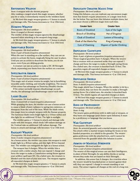 Artificer Infusions, Dnd Armorer Artificer, Magic Reference, Dnd Artificer, Dungeon Ideas, Character Classes, Dnd Character Sheet, Dnd Things, Dnd Classes