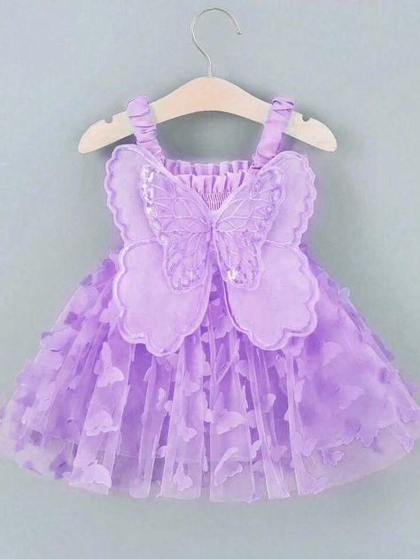 Yarn Dress, Butterfly Applique, Fabric Butterfly, Purple Collar, 3d Butterfly, Cute Butterfly, Lilac Dress