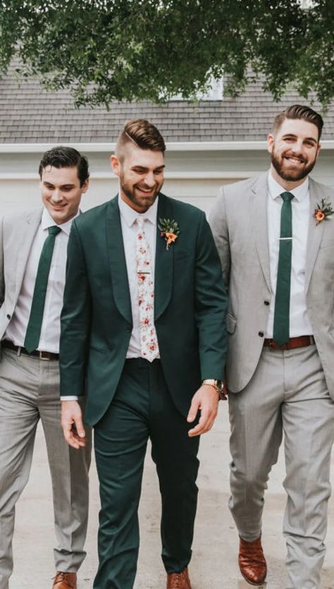 Styled Looks | The Black Tux Groomsmen Wildflower Wedding, Sage Suit Wedding, Suits And Ties, Green Wedding Suit, Dark Green Wedding, Wedding Groomsmen Attire, Wedding Tux, Groom Wedding Attire, Groomsmen Outfits