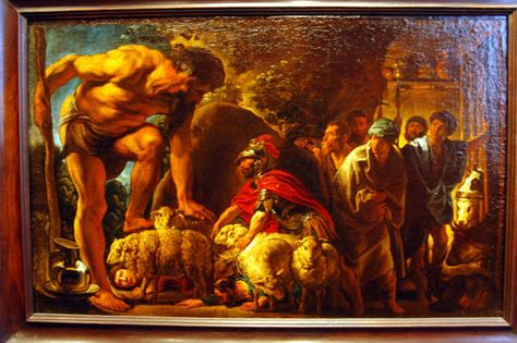 Jacob Jordaens (1593-1678) Odysseus in the Cave of Polyphemus 1635 (The Odyssey) Jacob Jordaens, Greek Heroes, Paul Rubens, Walk The Earth, Ancient Origins, Roman Mythology, Story Of The World, The Cave, Greek Mythology