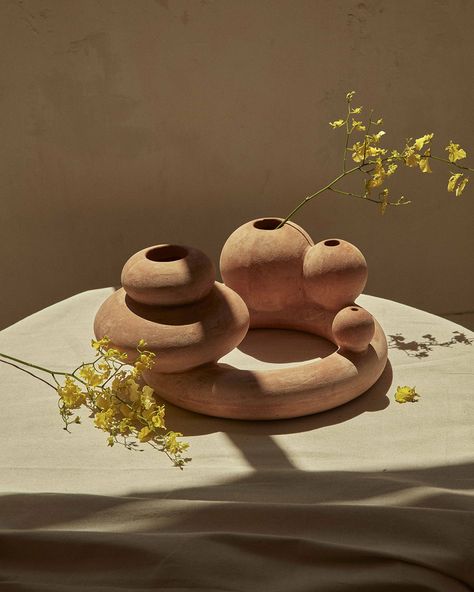 Artedomus’s New Volumes Collection 02: A contemporary revival of a rustic métier | Anushka Sharma News | STIRpad Earthenware Pottery, The Local Project, Artistic Installation, Unique Materials, Weird And Wonderful, Ceramic Flowers, Small Vase, Cross Designs, Incense Holder