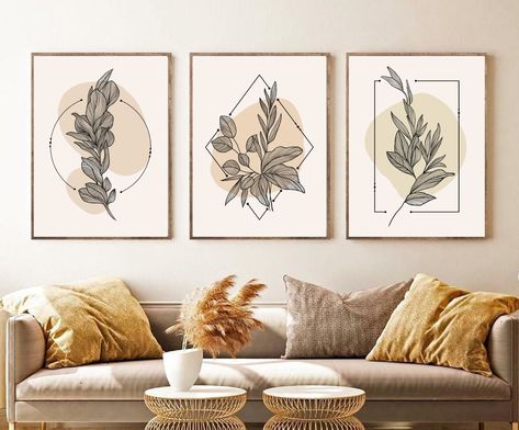 Abstract Gallery Wall, Line Art Flowers, Boho Painting, Modern Art Printables, Modern Wall Decor Art, Prints Abstract, Art Deco Wallpaper, Set Of 3 Prints, Handmade Wall Art