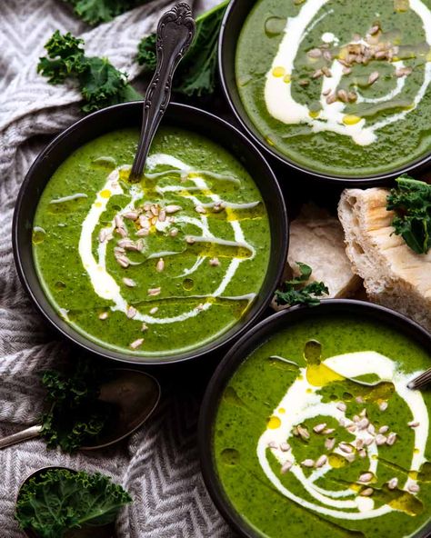 Immunity-boosting Green Goddess Soup (delish!) Green Soups, Celeriac Soup Recipes, Green Goddess Soup, Celeriac Soup, Winter Soup Recipe, Green Soup, Recipetin Eats, Recipe Tin, Kale And Spinach