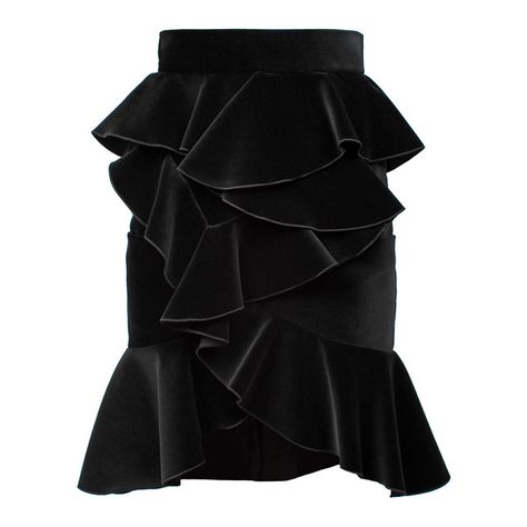 BALMAIN Velvet Flounced Skirt Black ($1,245) ❤ liked on Polyvore featuring skirts, velvet skirt, balmain, zipper skirt, black knee length skirt and frill skirt Balmain Skirt, Black Knee Length Skirt, Flounced Skirt, Spring Skirt Outfits, Black Ruffle Skirt, Frilly Skirt, Hobble Skirt, Rok Mini, Black Velvet Skirt