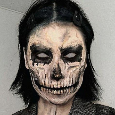 Skeleton Makeup Ideas, Skeleton Halloween Makeup, Halloweenský Makeup, Creepy Makeup, Horror Make-up, Creepy Halloween Makeup, Skeleton Makeup, Halloween Makeup Ideas, Face Paint Makeup