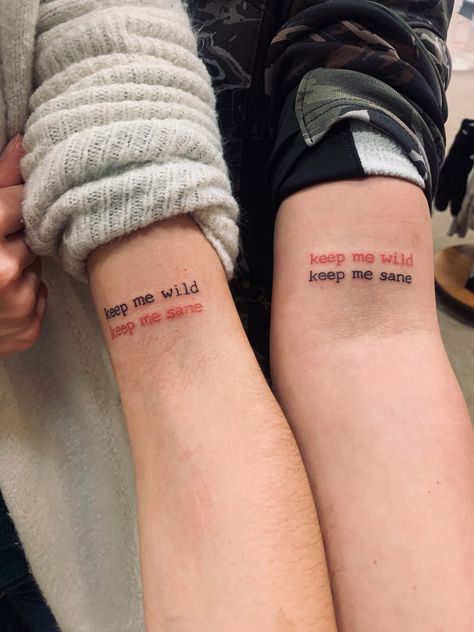 #sisters #tattoo Funny Sister Tattoos, My Sisters Keeper Tattoo, Sister Tats, Sister Tattoos Quotes, Unique Sister Tattoos, Sister Tat, Matching Tats, My Sisters Keeper, Wild Tattoo