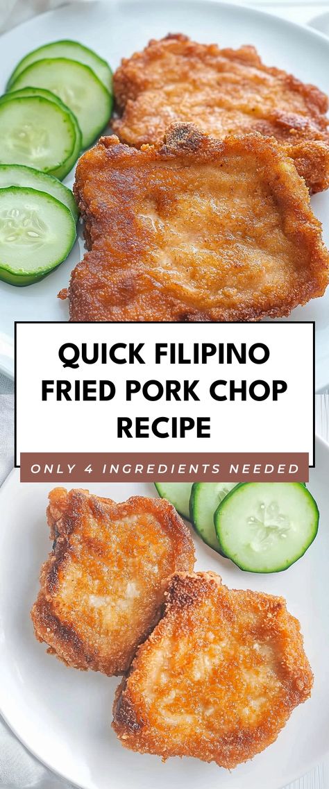 Image for Quick Filipino Fried Pork Chop Recipe Pinoy Food Filipino Dishes Party, Pinoy Food Filipino Dishes, Recipe Filipino Food, Tropical Dishes, Filipino Appetizers, Pork Medallion Recipes, Fried Pork Chop Recipes, Panamanian Food, Pork Medallions