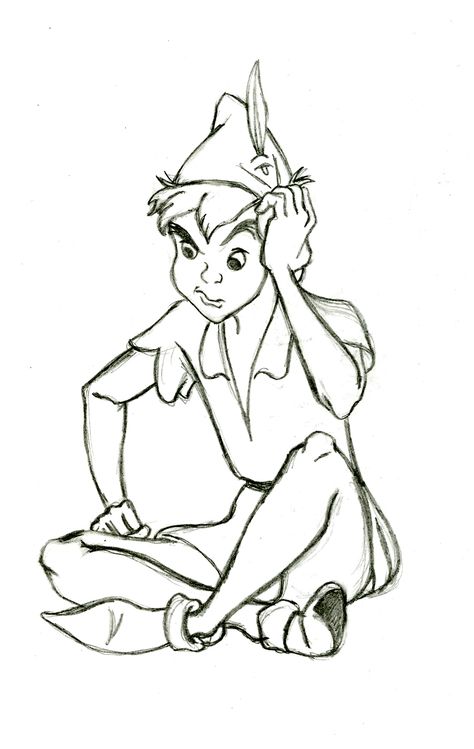 Free Peter Pan drawing to download and color - Peter Pan - Disney classic Cartoons coloring pages - JustColor.net Kids : Free printable Coloring Pages for Kids Peter Pan Sketches Disney, Peter Pan Cartoon, Peter Pan Drawing, Peter Pan Coloring Pages, Peter Pan Disney, Literary Art, Cartoon Drawings Disney, Drawing Eyes, Disney Sketches