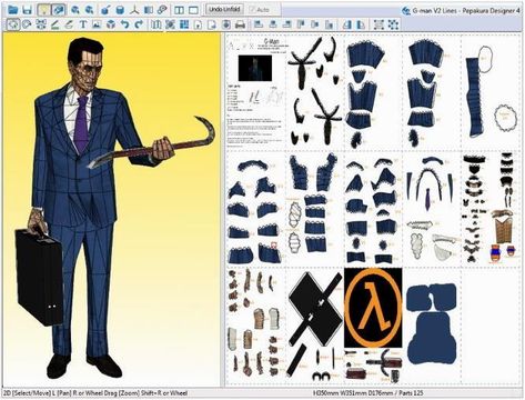 PAPERMAU: Half Life - G-Man - The Interdimensional Bureaucrat Paper Model by MrBlueZcreen Half Life Art, Gordon Freeman, Valve Games, Half Man, Half Life, G Man, Paper Model, Game Inspiration, Team Fortress