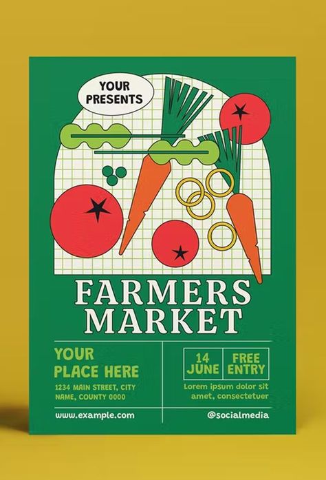 Farmers Market Flyer, Graphic Deisgn, Flyer Design Layout, Marketing Poster, Pop Up Market, Flyer And Poster Design, Event Branding, Design Grafico, Event Poster