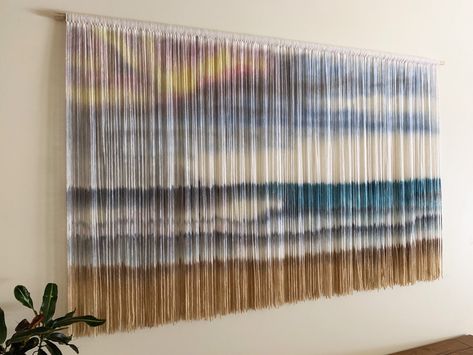 Excited to share this item from my #etsy shop: Beach Coastal Ocean Pastel Tropical Landscape Wall Hanging Dip Dyed Fibre Art. HORIZON Custom Modern Textile Tapestry Artwork Tapestry Artwork, Coastal Mid Century, Coastal Mid Century Modern, Ocean Pastel, Wall Hanging Textile, Textile Decor, Eclectic Maximalism, Fiber Wall Hanging, Fiber Art Wall Hanging