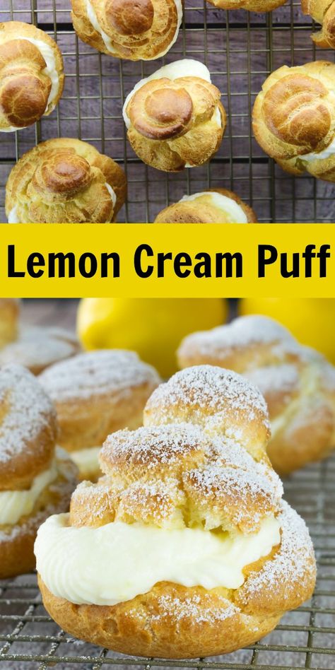 Lemon Cream Puffs, Cream Puffs Recipe Easy, Cream Puffs Recipe, Recipes Only, Cream Puff Recipe, Puff Recipe, Lemon Cream, Lemon Desserts, Cream Puffs