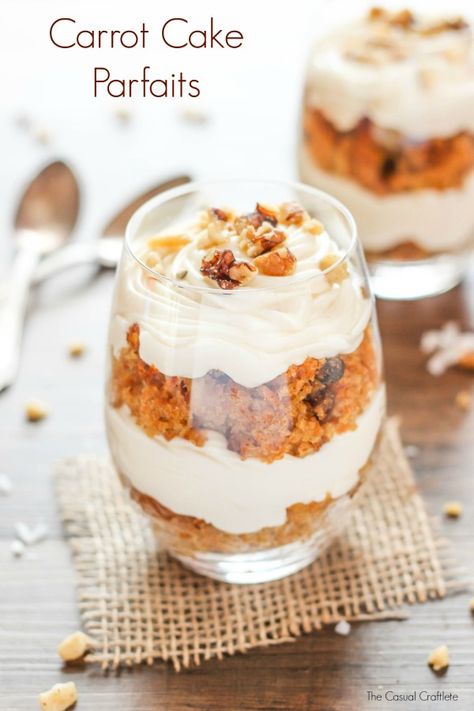 Carrot Cake Parfaits Easy Carrot Cake Recipes, The Best Carrot Cake, Carrot Cake Recipe Easy, Parfait Glasses, Cheese Frosting Recipe, Easy Carrot Cake, Trifle Dish, Sugar Free Cake, Best Carrot Cake