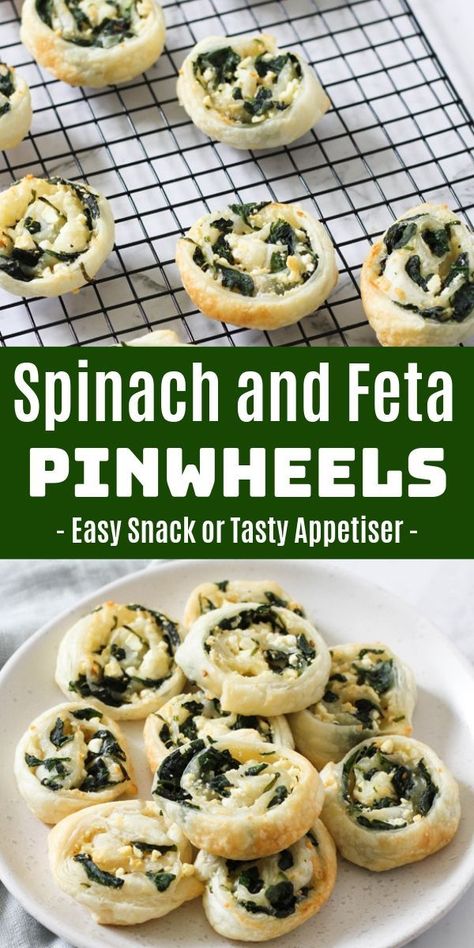 Spinach Mozzarella Puff Pastry, Spinach Feta Rolls, Spinach Feta Appetizer, Spinach Pinwheels Crescent Roll, Spinach And Feta Pinwheels, Spinach Pinwheels Puff Pastry, Spinach And Feta Puff Pastry, Pastry Lunch Ideas, Spinach Rolls Recipe