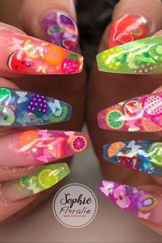 50 Fabulous Summer Nail Ideas That Will Make You Stand Out! Chic Nail Ideas, Summer Nail Color, 4th Of July Nail, Fruit Nails, Summer Nails Designs, Fruit Nail, Bright Nail Designs, Fruit Nail Art, Nail Aesthetic