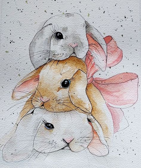 Watercolor For Beginners, Bunny Sketches, Teaching Watercolor, Easter Drawings, Bunny Watercolor, Pencil Drawings Of Animals, Bunny Painting, Watercolor Flowers Tutorial, Teaching Lessons