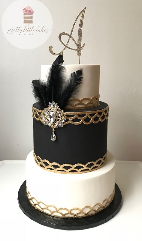 1920’s cake, flapper style, roaring 20’s, great gatsby 1920s Cake, Great Gatsby Cake, Pastel Art Deco, Gatsby Cake, Roaring 20s Birthday, Black And White Cake, Gatsby Birthday Party, Roaring 20s Wedding, Gatsby Birthday