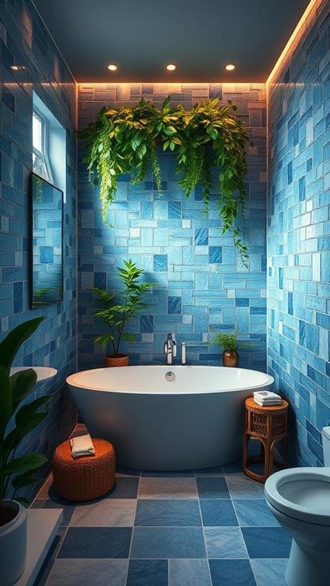 Stunning Blue Bathroom Tile Ideas for a Refreshing Look Vibrant Bathroom Ideas, Teal Bathroom Ideas Decor, Blue Tile Ideas, Blue Tile Bathroom Ideas, Blue Bathroom Tile Ideas, Old Barn House, Blue Green Bathrooms, Bathroom Design Board, Colorful Beach House