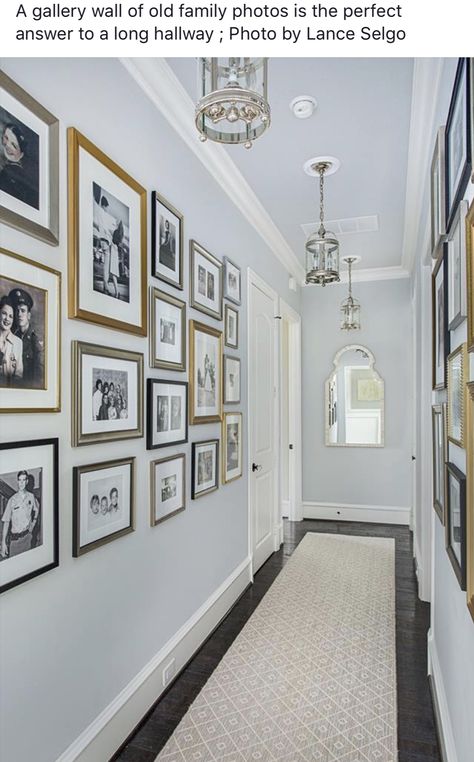 Family Photo Gallery Wall, Hallway Pictures, Hallway Gallery Wall, Modern Living Room Ideas, Gallery Wall Layout, Family Photo Wall, Photo Wall Decor, Hallway Wall Decor, Photo Wall Gallery