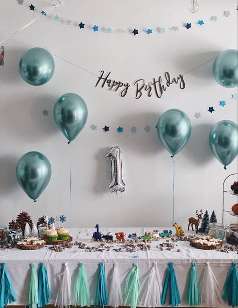 Blue And Golden Birthday Decoration, Simple Baloon Deco, Birthday Backdrop At Home, First Birthday Decorations At Home, Simple Baloon Decoration At Home, First Birthday Simple Decorations, Happy Birthday Decoration Ideas At Home, Simple Birthday Decors, Birthday Simple Decoration Ideas At Home