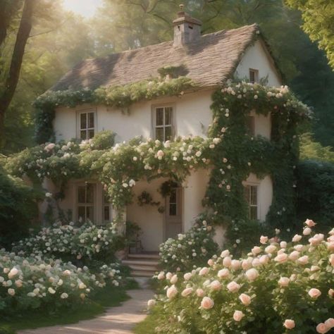 Sims Cottage, Fairy School, Cottagecore House, Cottage Core House, Aesthetic Cottage, Fairytale House, Building Aesthetic, Cottage Aesthetic, Cute Cottage