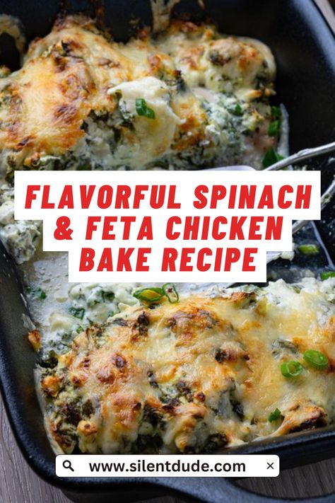 Make dinnertime easy with this delicious spinach and feta stuffed chicken bake. #onepanMeals #healthyeating #chickenrecipe Feta Baked Chicken, Spinach And Feta Stuffed Chicken, Spinach Feta Chicken, Feta Stuffed Chicken, Feta Stuffed Chicken Breast, Baked Stuffed Chicken, Goat Cheese Stuffed Chicken, Baked Chicken Recipe, Feta Chicken