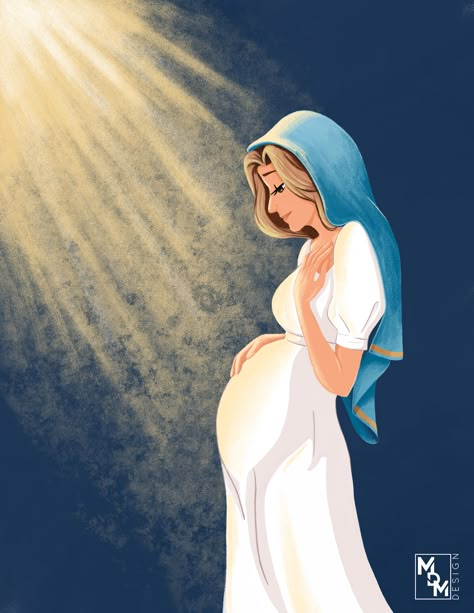 Mary Pregnant With Jesus, Christian Illustration, Church Painting, Jesus Cartoon, Anime Bebe, Pregnancy Art, Female Character Art, Christian Pictures, Holy Mary