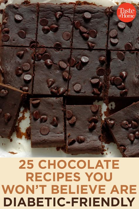 25 Chocolate Recipes You Won't Believe Are Diabetic-Friendly Chocolate Desserts For Diabetics, Baking For Diabetics Delicious Recipes, Dieabitic Recipes Sweets, Dieabitic Dessert Recipes, Prediabetic Dessert Recipes, Desserts For Diabetics Type 2, Deserts For Diabetics, Low Carb Desserts For Diabetics, Chocolate For Diabetics