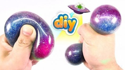 DIY GALAXY SQUISHY STRESS BALL & Glitter Galaxy Slime Ball! Watch the video below to learn how to make these funky Galaxy style Stress Balls. Diy Stressball, Galaxy Crafts, Slime Galaxy, Market Day Ideas, Squishies Diy, Slime Video, Diy Fidget Toys, Galaxy Slime, Diy Galaxy