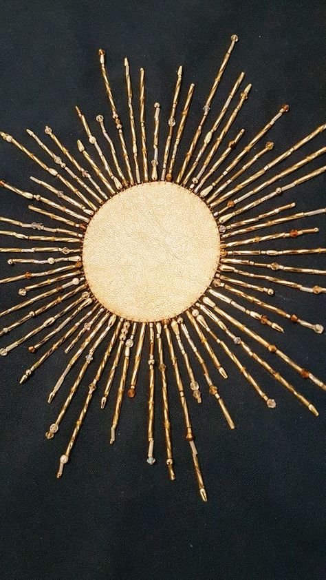 Beaded Sun Embroidery, Sun Bead Embroidery, Celestial Embroidery Pattern, Embroidery Celestial, Starburst Embroidery, Celestial Embroidery, King Of Scars, Sun Embroidery, Embroidered Sun