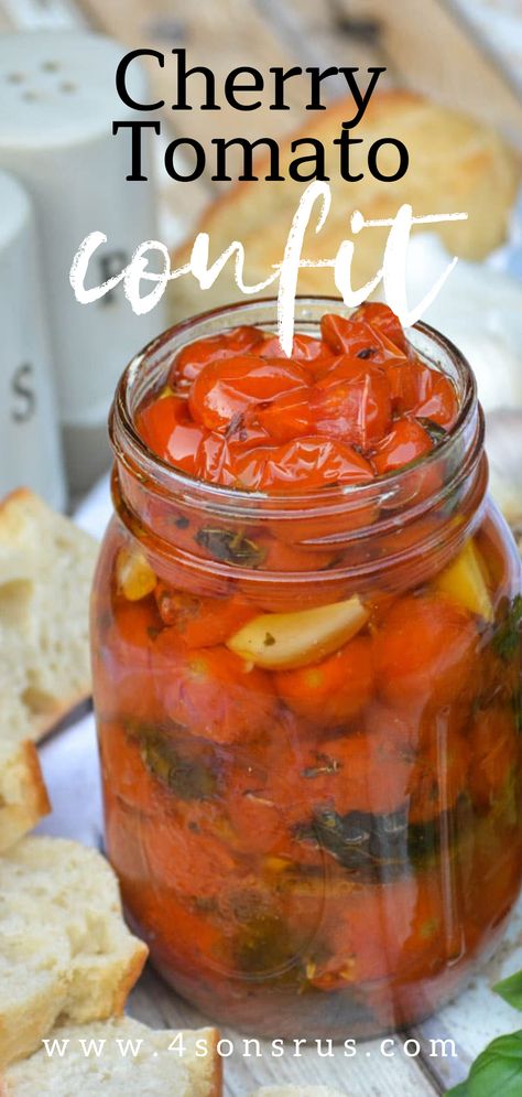 Cherry Tomato Compote, Cherry Tomatoes Pickled, Sweet 100 Cherry Tomatoes Recipes, Quick Roasted Cherry Tomato Sauce, Chocolate Cherry Tomato Recipes, Confit Tomatoes And Garlic, Slow Roasted Cherry Tomatoes, Canning Roasted Cherry Tomatoes, Extra Cherry Tomatoes