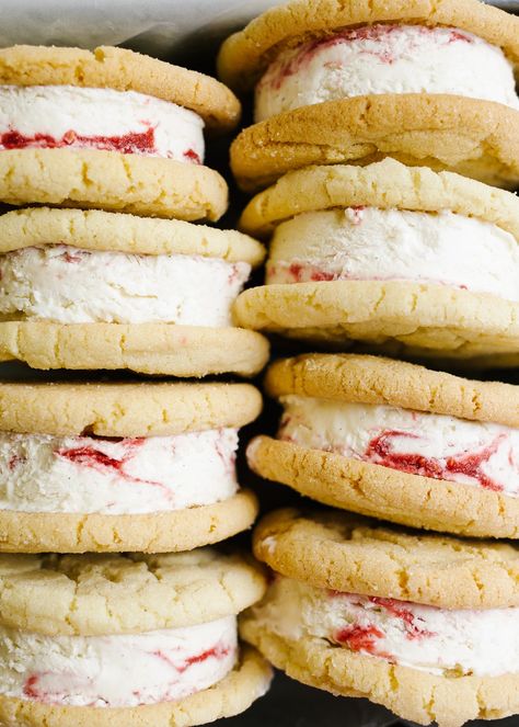 Sugar Cookie Ice Cream Sandwich, Sugar Cookie Ice Cream, Raspberry Ripple Ice Cream, Cookie Ice Cream Sandwiches, Cookie Ice Cream, Baking Journal, Delish Desserts, Raspberry Ripple, Ice Cream Cookie Sandwich