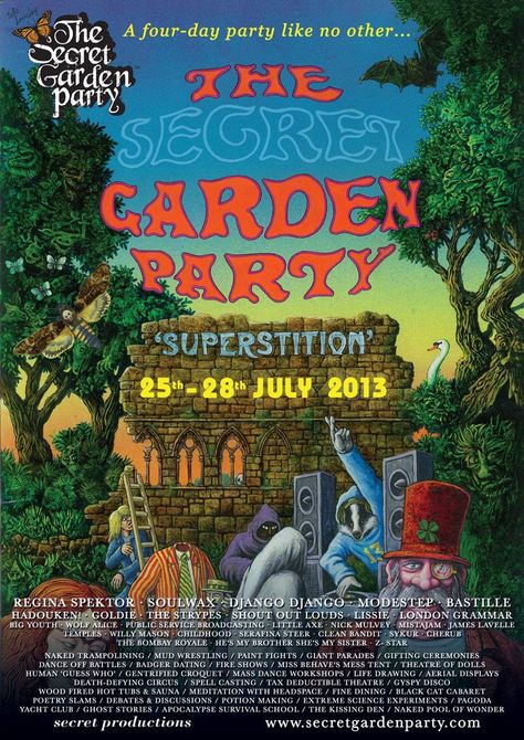 SECRET GARDEN PARTY 2013 #SGP #cantwait  #thisfestfeeling #festival Festival Wellies, Secret Garden Party, London Grammar, Garden Party Invitations, Secret Garden Parties, Party Tickets, The Secret Garden, Party Poster, Festival Vibes