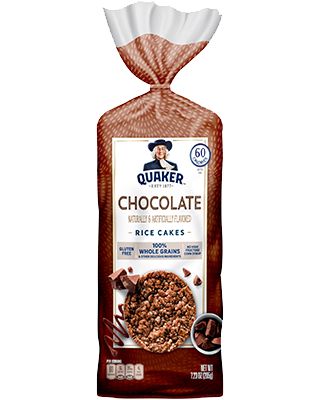 Quaker Rice Cakes, Chocolate Rice Cakes, Rice Cake Snacks, Chocolate Gluten Free, Chocolate Calories, Nursing Cake, Flavored Rice, Chocolate Crunch, Crunchy Snack