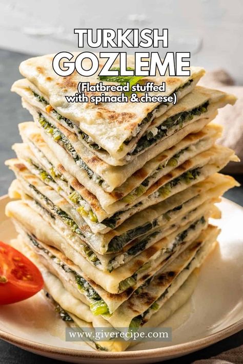 Learn to make Turkish Gozleme with this simple recipe! A traditional flatbread filled with ingredients like spinach and feta or minced meat. Follow our easy steps for a delicious snack or meal. Turkish Gozleme Recipe, Turkish Recipes Traditional, Turkish Borek Recipe, Turkish Gozleme, Turkey Breakfast Recipes, Gozleme Recipe, Turkish Food Traditional, Borek Recipe, Turkish Flatbread