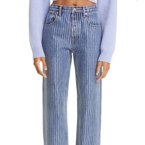 Alexander Wang Crystal Jeans Crystal Jeans, Alexander Wang Denim, Alexander Wang Jeans, Alexander Wang Rocco, Rhinestone Jeans, Jean Trends, Nike Sweater, Vintage Beaded Dress, Long Sleeve Blouse Pattern