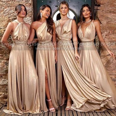 Golden Dress Long, Gold Maid Of Honor Dress, Champagne Wedding Party, Champagne Gold Bridesmaid Dresses, Sparkle Bridesmaid Dress, A Line Bridesmaid Dresses, Glam Bridesmaid, Black And White Wedding Theme, Blush Pink Bridesmaids